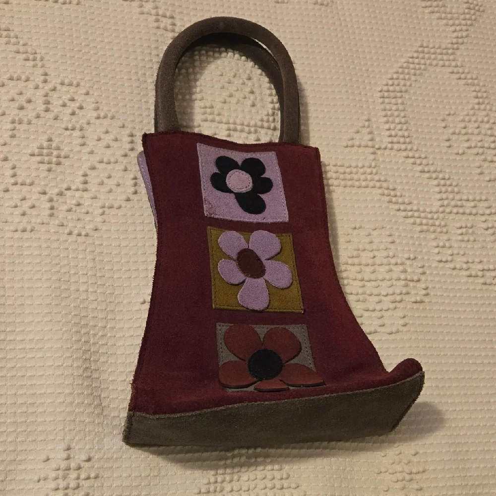 Floral Suede Whimsical Patchwork Handbag - Picture 1 of 5